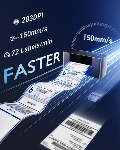 Bluetooth Thermal Shipping Label Printer 4x6, Wireless Shipping Label Printer for Small Business, Desktop Label Printers for Shipping Packages