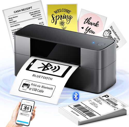 Bluetooth Thermal Shipping Label Printer 4x6, Wireless Shipping Label Printer for Small Business, Desktop Label Printers for Shipping Packages