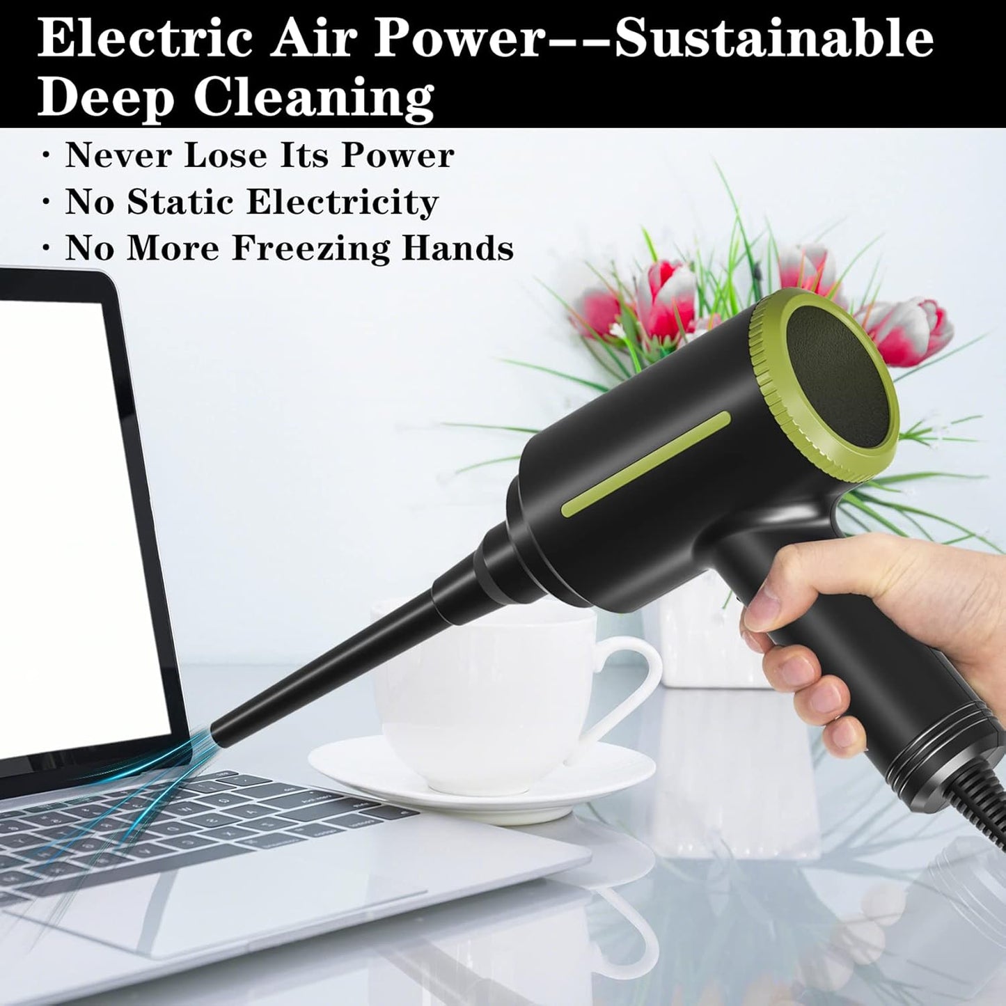 Electric Air Duster - 2 Speed, 40000RPM Air Blower & Pump, Reusable for Computer Keyboard, Dust, Hairs