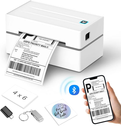 Bluetooth Thermal Label Printer, Wireless 4x6 Shipping Label Printers for Small Business, Compatible with Android&iOS and Windows