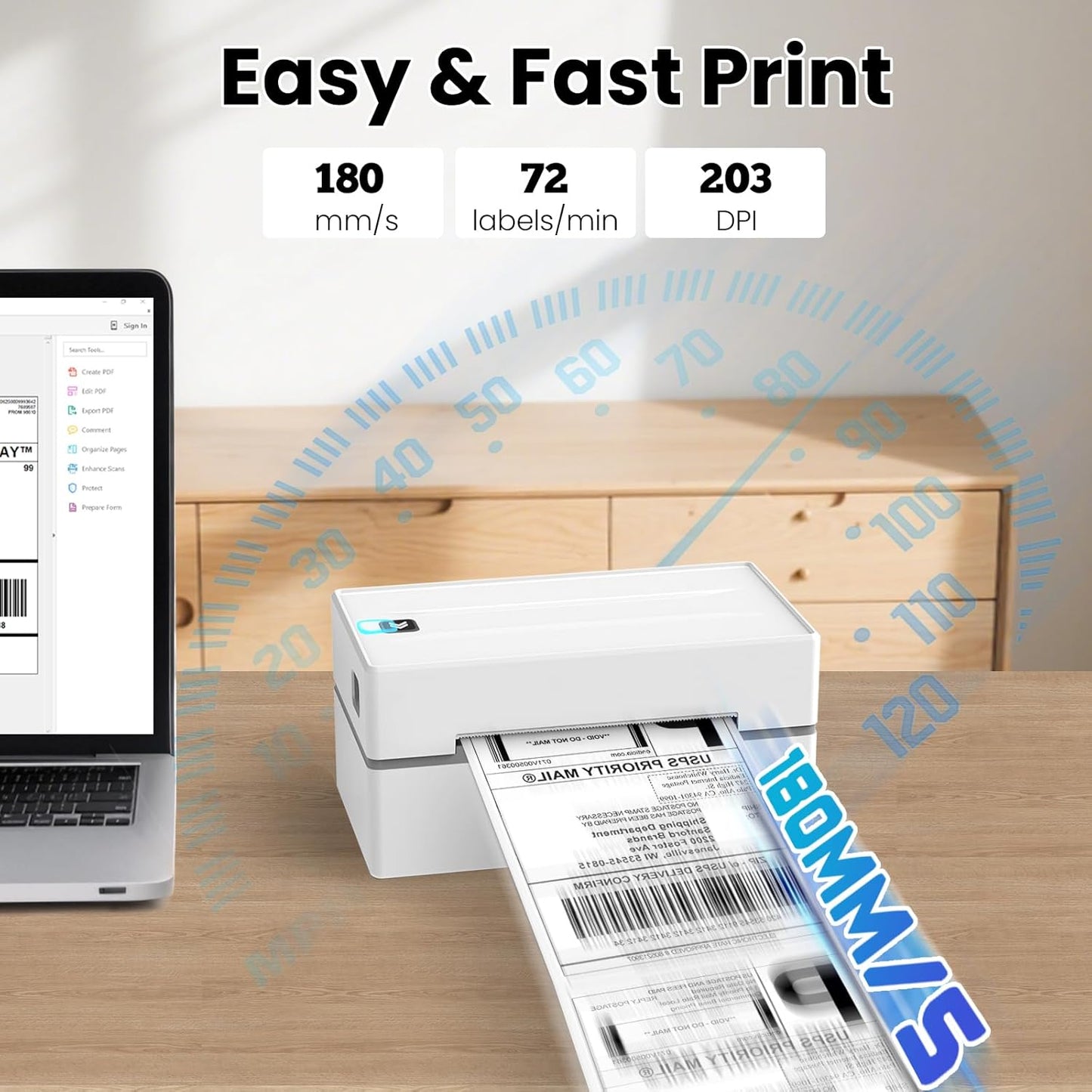 Bluetooth Thermal Label Printer, Wireless 4x6 Shipping Label Printers for Small Business, Compatible with Android&iOS and Windows