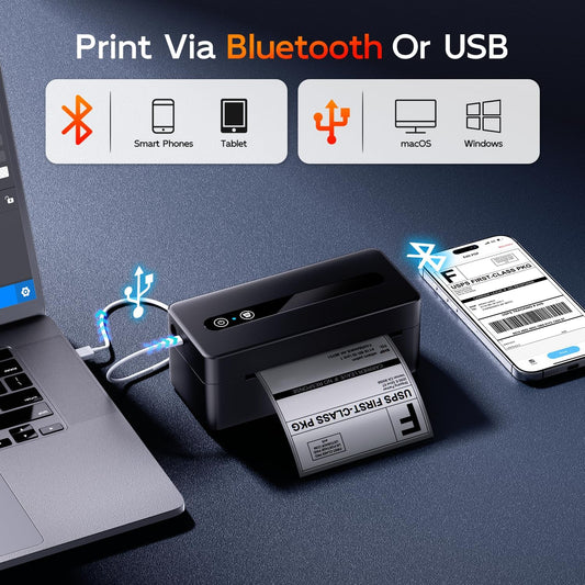 Bluetooth Thermal Label Printer, 300DPI 4X6 Shipping Label Printer for Small Business, Wireless Thermal Printer